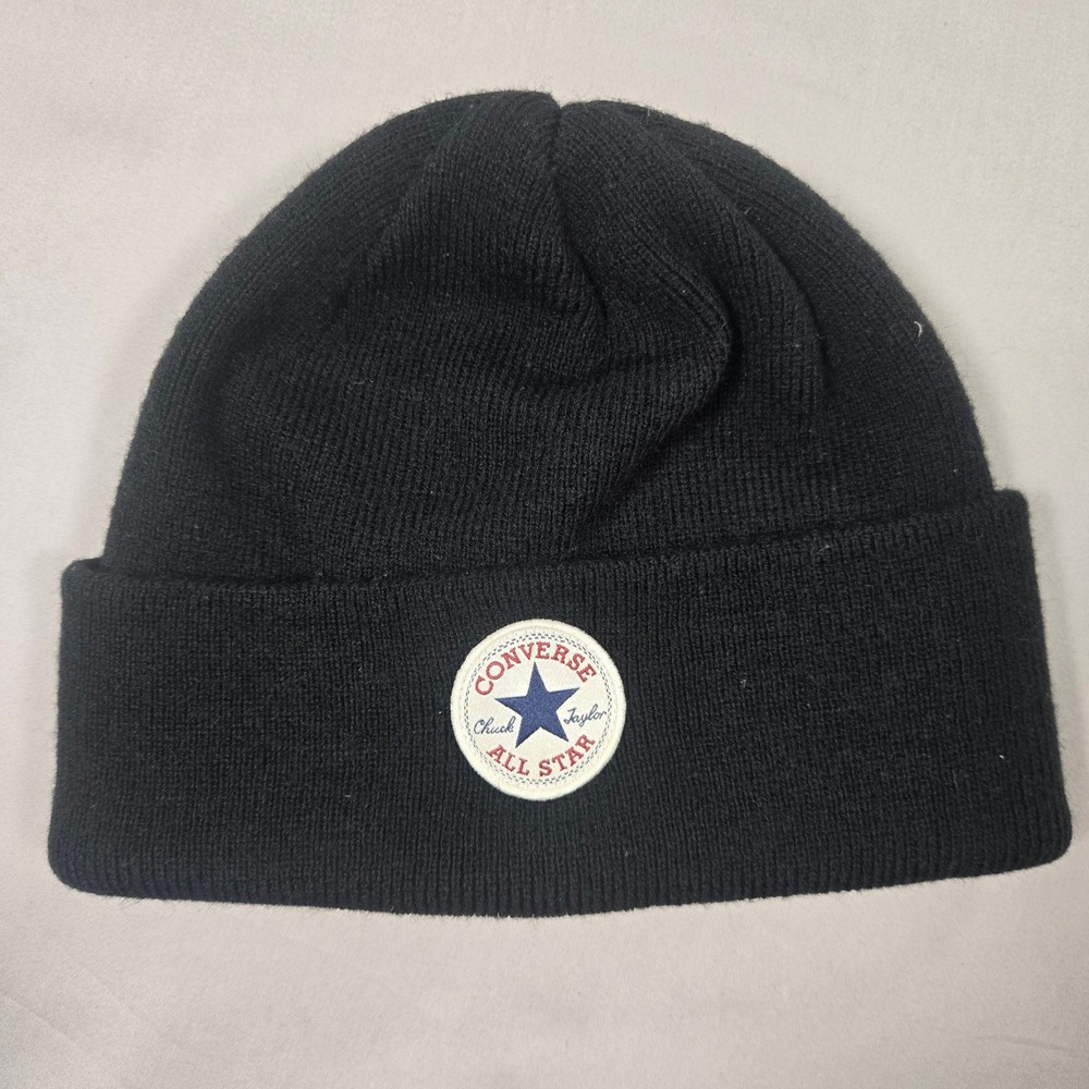 Converse Beanie Acrylic Unisex OS Black Chuck Taylor Patch